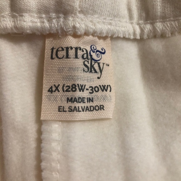 TERRA & SKY Womens Sweat Pants Size 4X 28W-30W Off White Side Pockets New - Picture 7 of 9